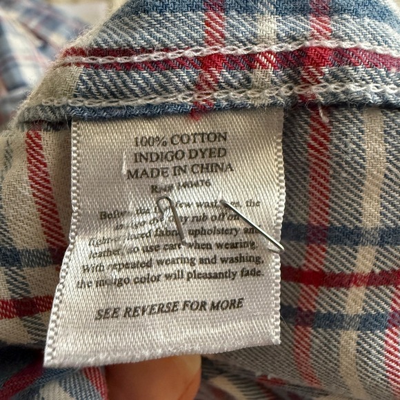 FAHERTY BRAND Plaid Button Up Shirt Flannel Women's Medium Blue‎ Red White - Picture 8 of 9
